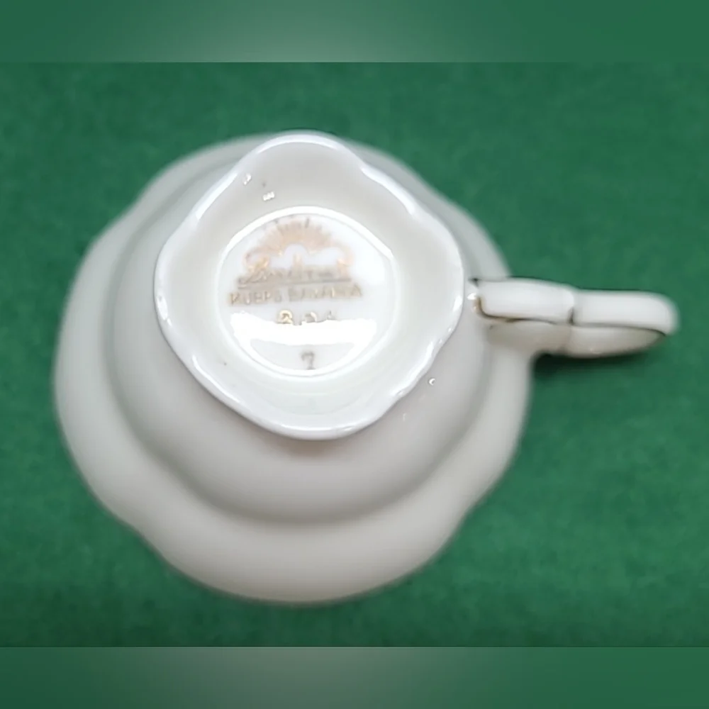 Tea Cup Saucer Lindner Kueps Bavaria Orange and White with gold Bone China‎ rare